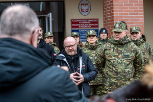 Spotkanie z dziennikarzami na granicy polsko-białoruskiej w Połowcach 