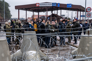 Spotkanie z dziennikarzami na granicy polsko-białoruskiej w Połowcach 