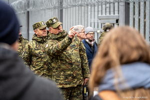 Spotkanie z dziennikarzami na granicy polsko-białoruskiej w Połowcach 