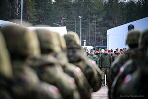 IV zmiana żołnierzy do wsparcia Straży Granicznej w ochronie granicy. Uroczystość przekazania obowiązków. 